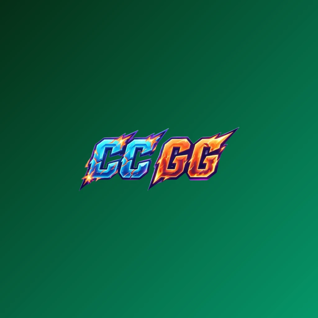 Bold 3D gaming logo with the text CC GG in energetic colors, featuring a modern esports-inspired horizontal rectangular wordmark design with a transparent background, perfect for a website header by CC GG